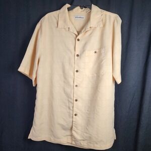 Caribbean Men Short Sleeve Button‎ Up Shirt Size M Casual Beach Vacation Yellow